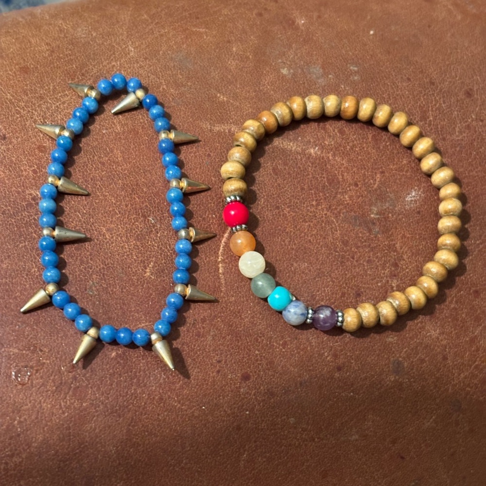 Blue and Multicolor Natural Stone Beaded Bracelets